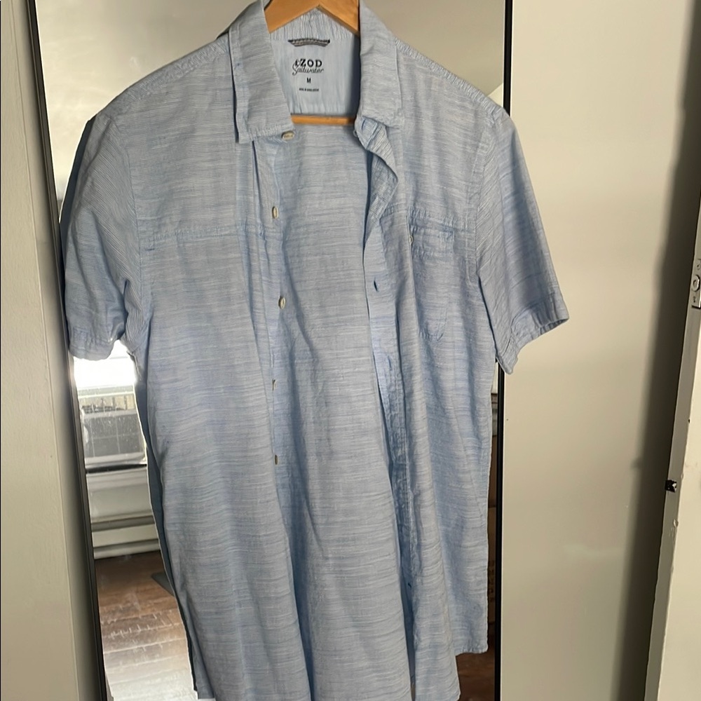 Izod Blue Casual Button Down Shirt
